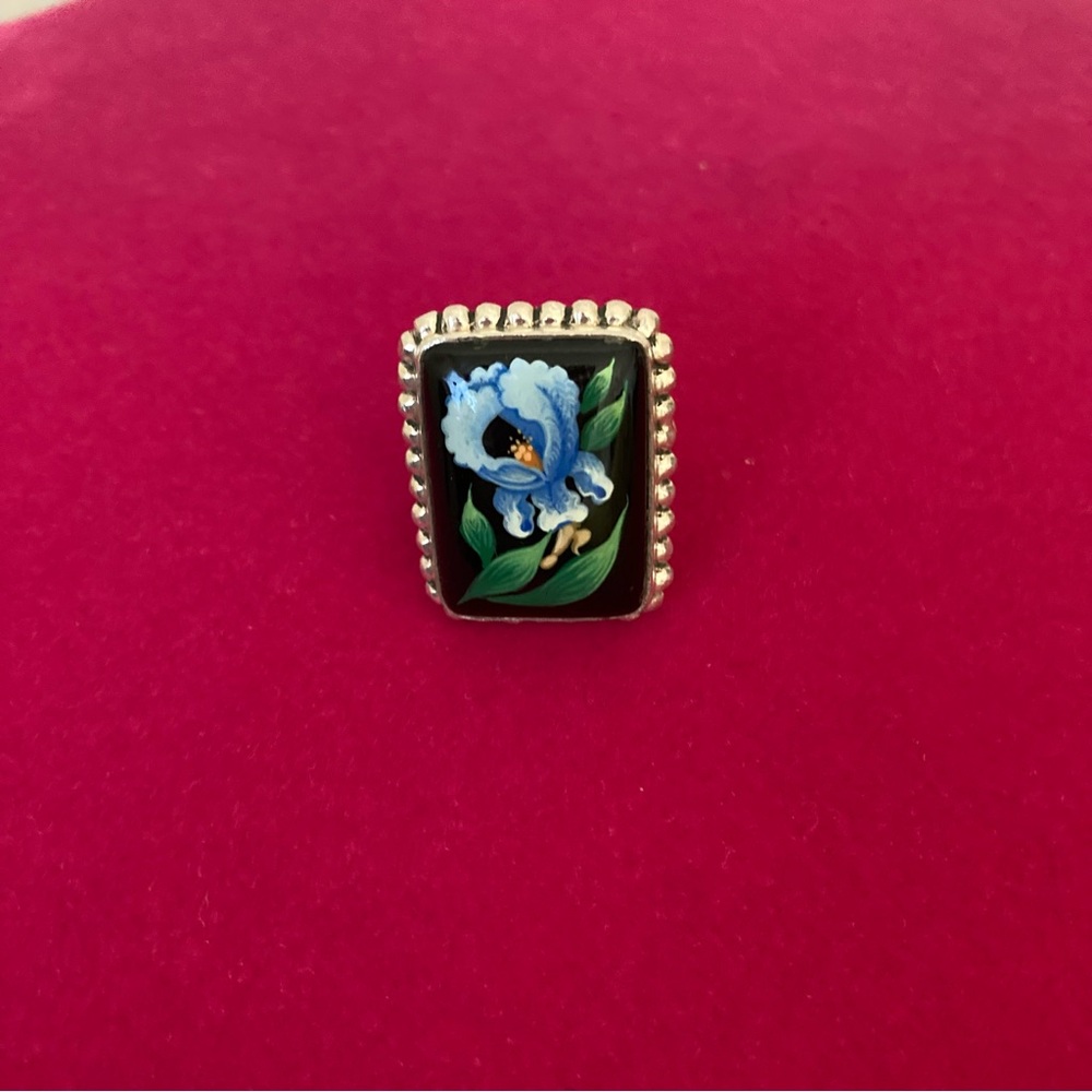 Amy Kahn Russell Iris Flower 925 Silver Ring